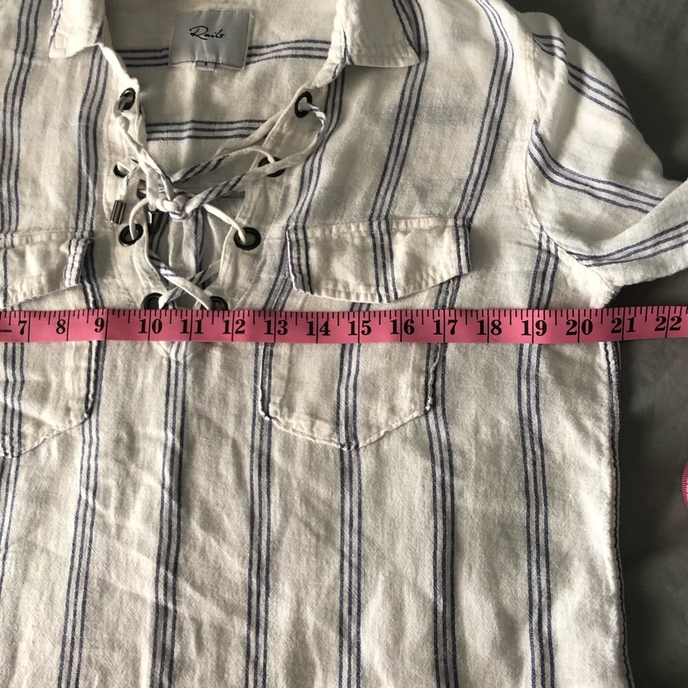 Rails Matea Flamenco Stripe Linen Blend Top Sz Sm… - image 6